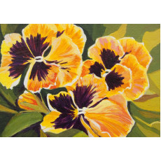 Yellow pansies original painting artist trading card